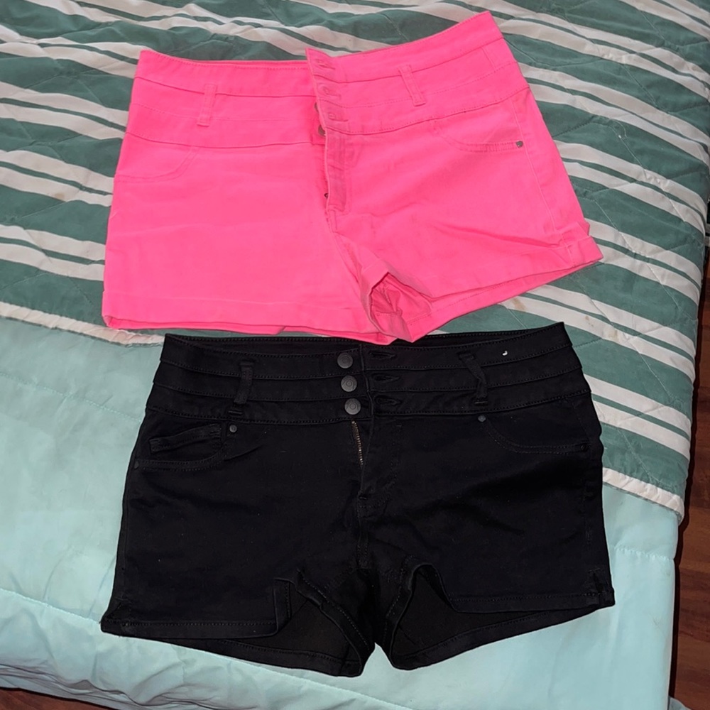 Pink and black high waisted shorts